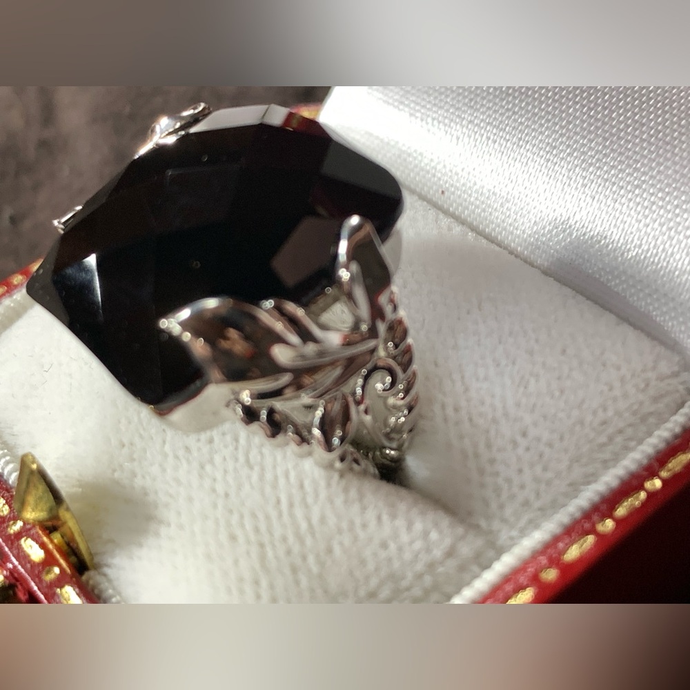 NEW Sterling Silver ONYX LARGE Faceted Cut Twisted Ring Joya Judy Crowell SIZE 8 - Picture 13 of 16